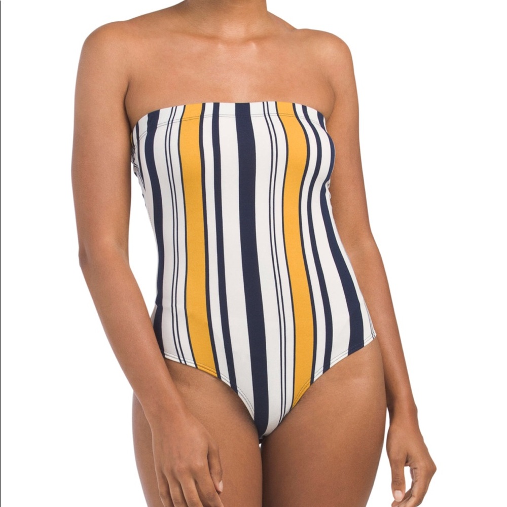 Striped tube top bodysuit